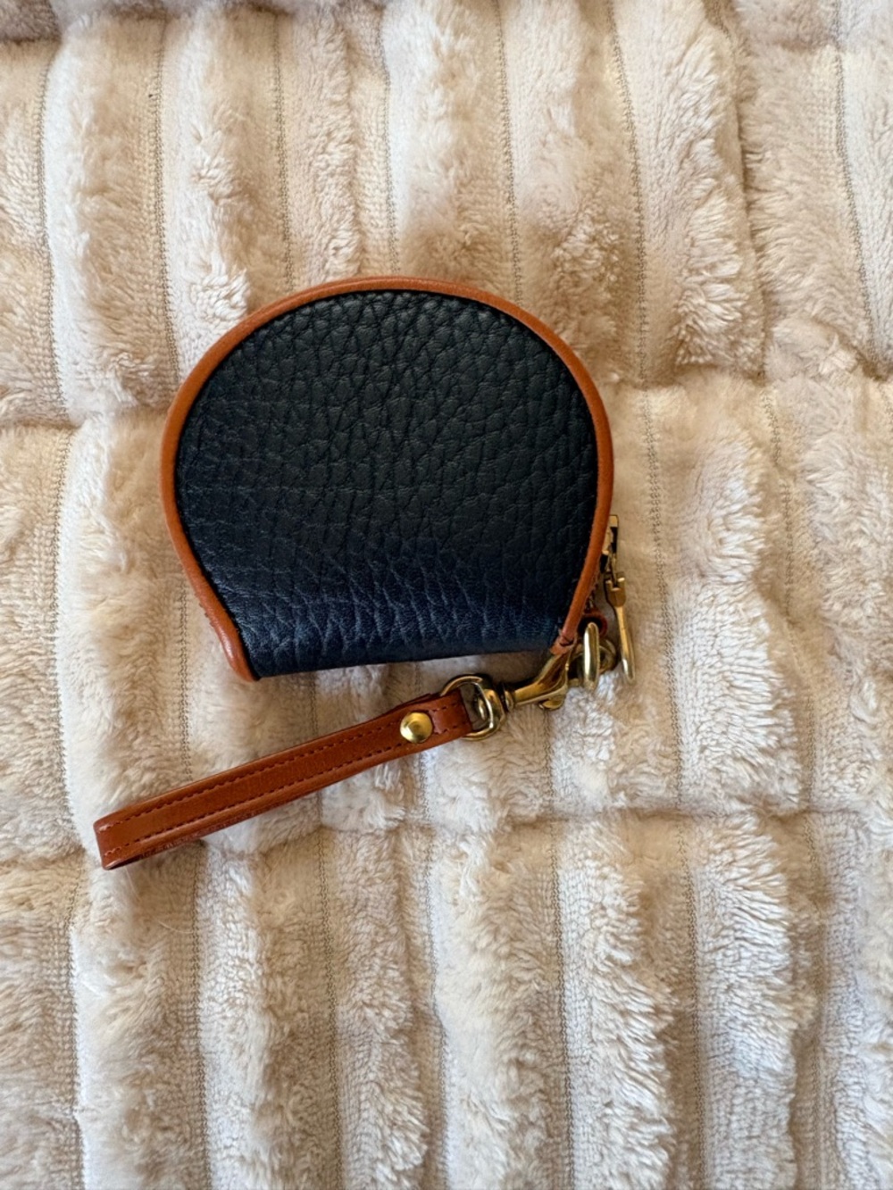 Dooney & Bourke Tan Leather Round Coin Pouch with Wristlet - Picture 2 of 4